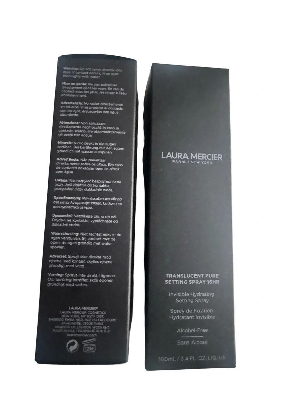 laura mercier Black Translucent Pure Setting Spray Packaging